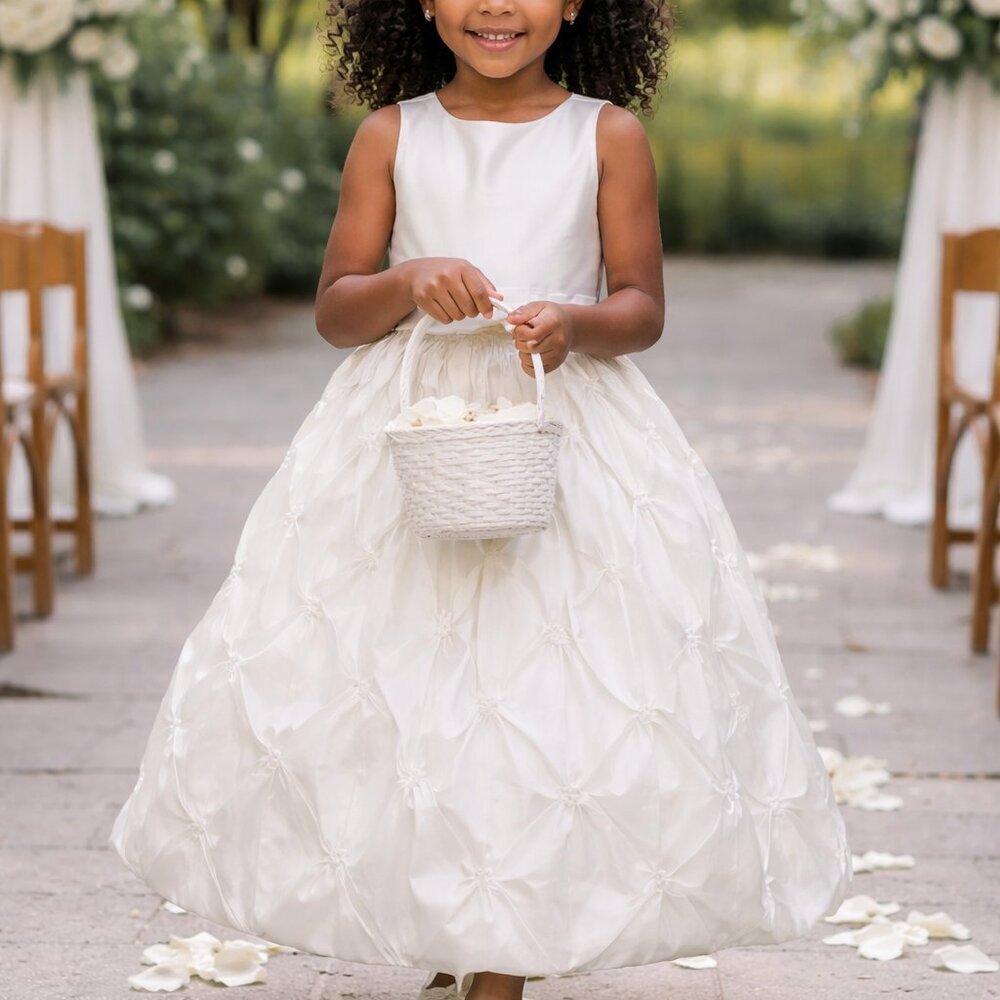American Princess White Petticoat Dress Zip Back Wedding Flower Girl Party Sz 6